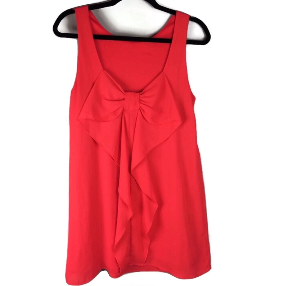 Everly Bow Scoop Back Red Sleeveless Mini Dress Size Small
